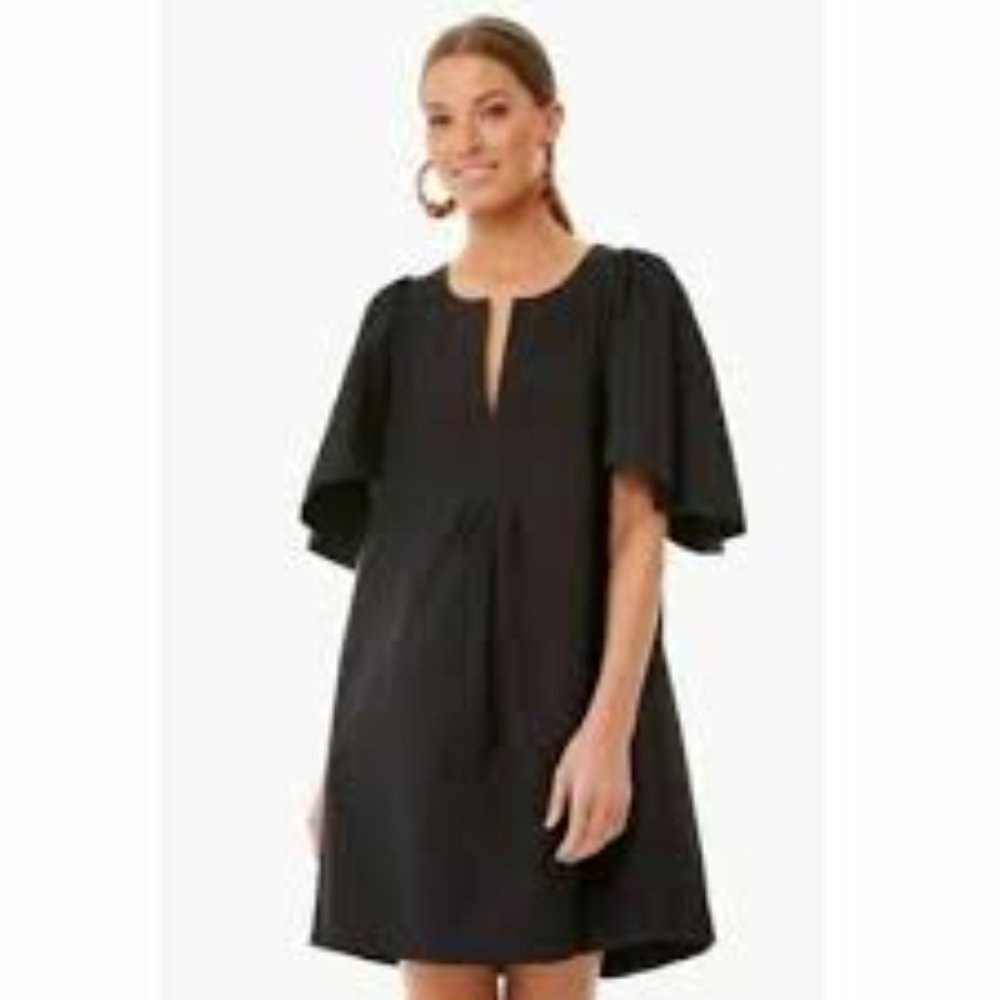 Black Finley Flutter Sleeve Dress